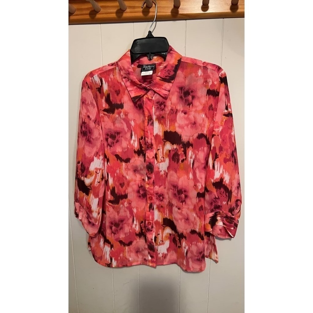 Southern Lady Abstract‎ Floral Blouse - Size M